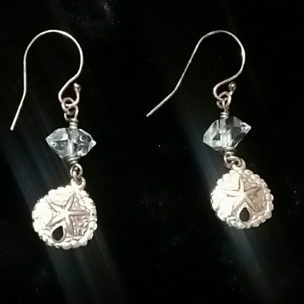 14k gold filled Herkimer diamond starfish earrings
